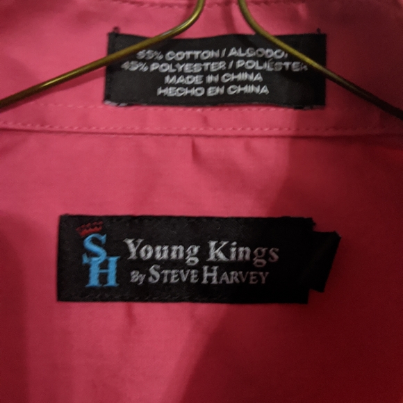 Pink Young Kings Button Up Shirt w/ Tie 8 - Picture 3 of 5